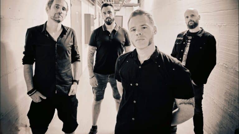 Sybreed band members posing for a promotional photo.