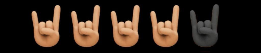 “Four out of five metal horns rating — rock and metal album review score using raised hand horn emojis on a black background”