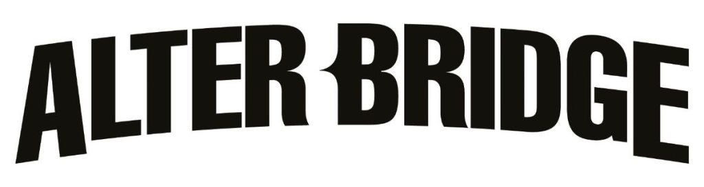 Alter Bridge band logo in bold, black, arched uppercase letters on a white backgroun