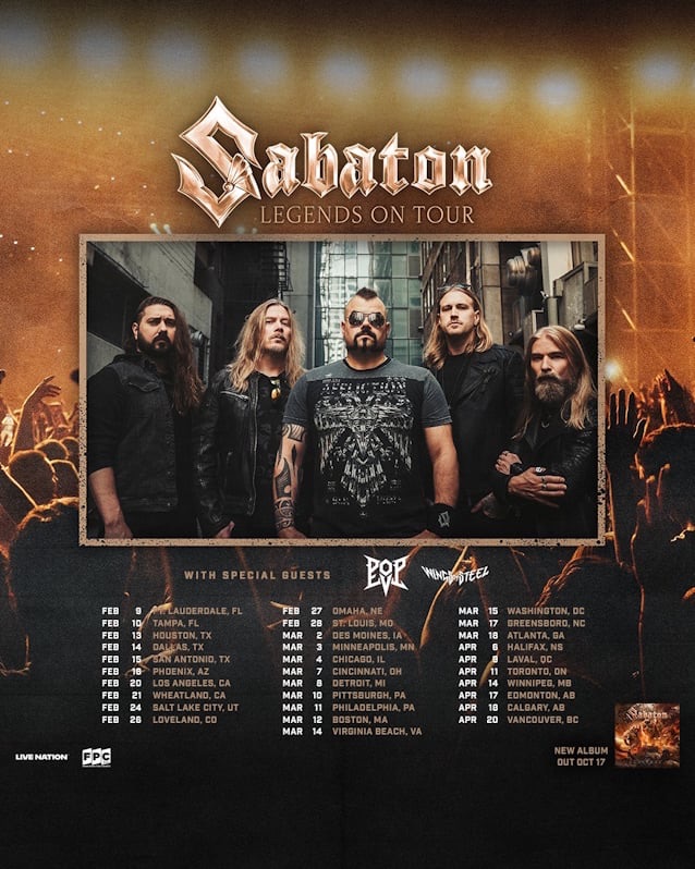 Sabaton 2026 North American tour poster – Legends On Tour dates