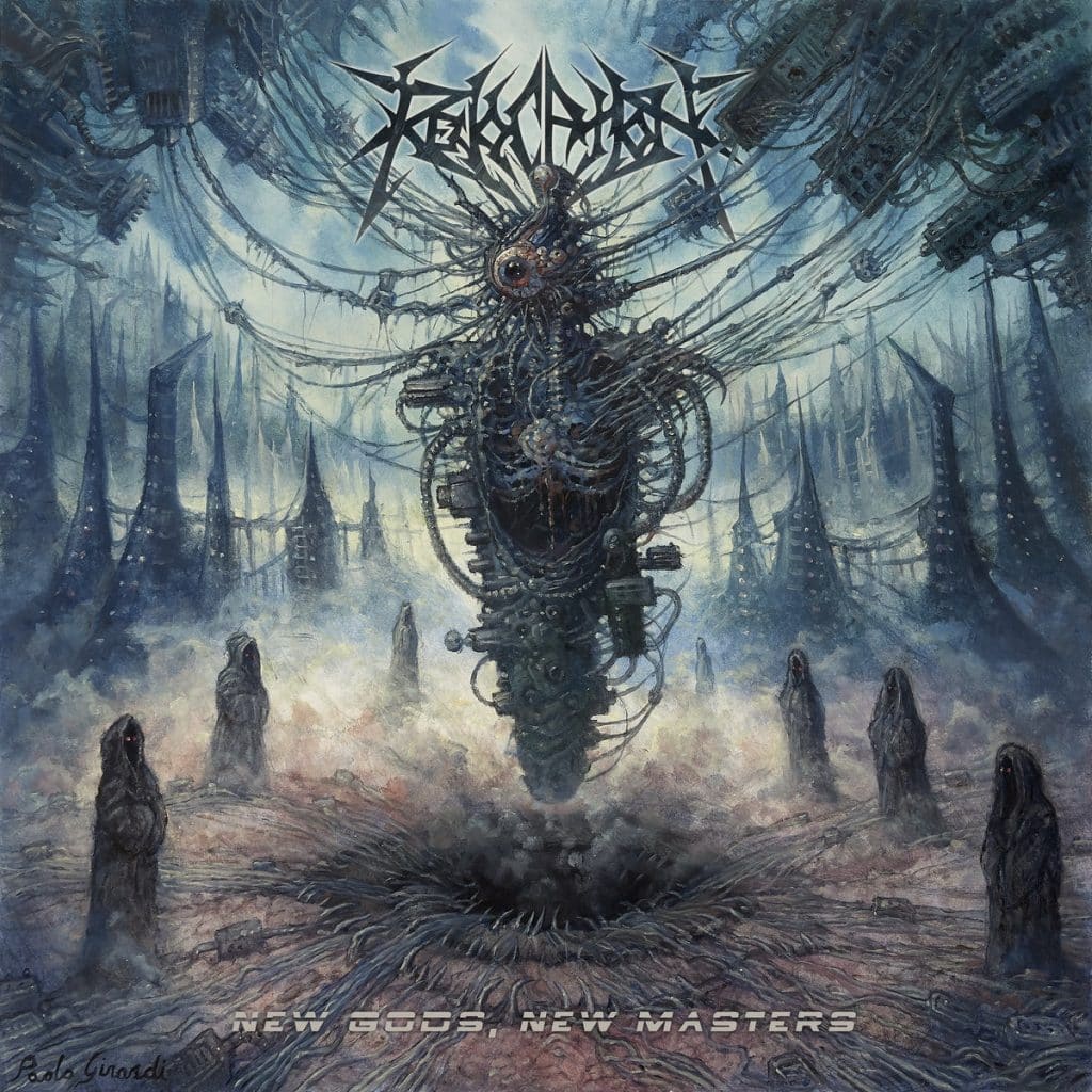 Cover artwork for Revocation’s album New Gods, New Masters, painted by Paolo Girardi