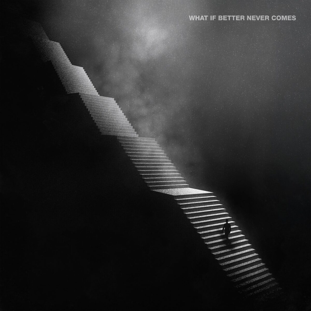 Mallavora What If Better Never Comes. Mallavora album cover — staircase rising into darkness with the title “What If Better Never Comes?”