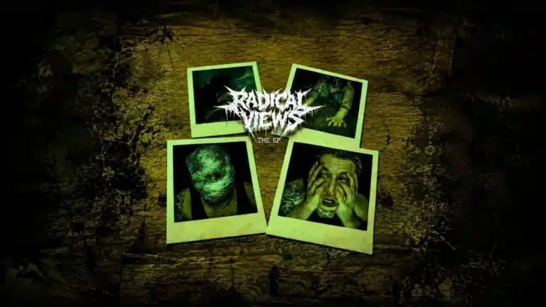 BlackMarket Radical Views EP artwork featured on a dark grunge-textured background for album review article.
