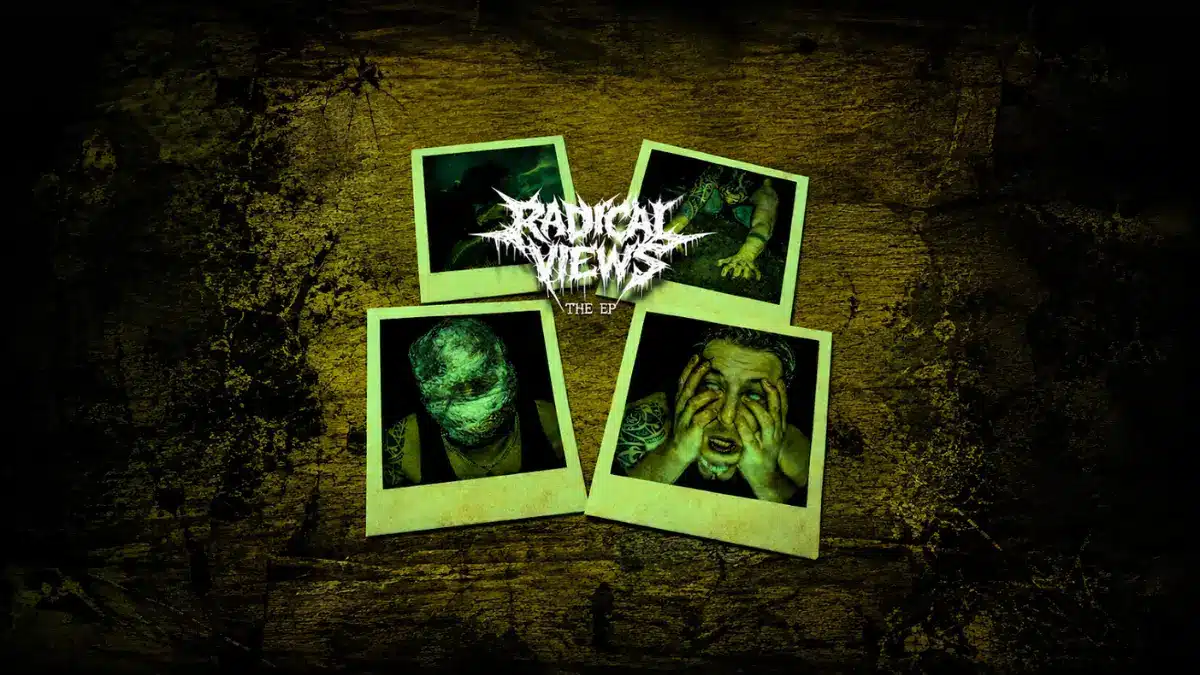 BlackMarket Radical Views EP artwork featured on a dark grunge-textured background for album review article.