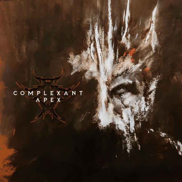 Complexant Apex album cover featuring an abstract human face emerging from dark textured artwork.