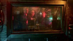 Sleep Hemispheres lineup Al Cisneros Dale Crover and Bubba Dupree reflected in glass