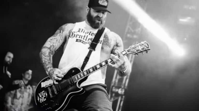 Andy Williams Every Time I Die guitarist performing live onstage