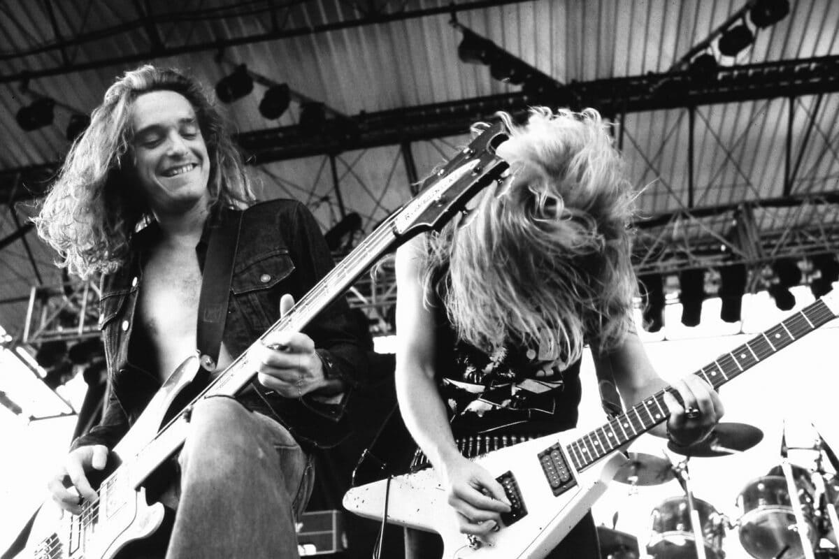 Metal Legacy Profiles: Cliff Burton performing live on bass with James Hetfield during the band’s early years.