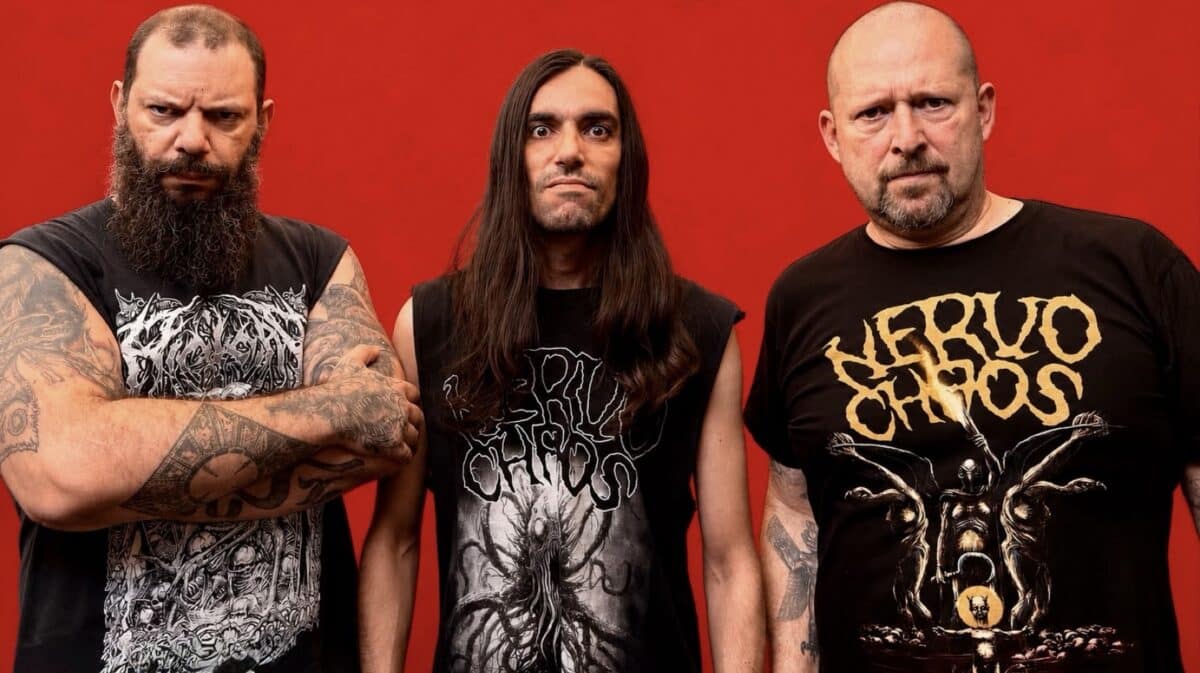 NervoChaos Lorde dos Mortos band photo featuring the Brazilian death metal trio