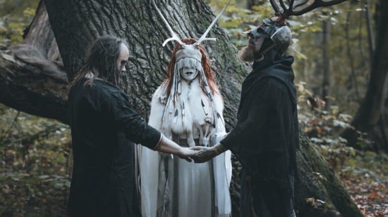 Heilung ritual folk collective promotional photograph for Sagas and Læknisgaldr