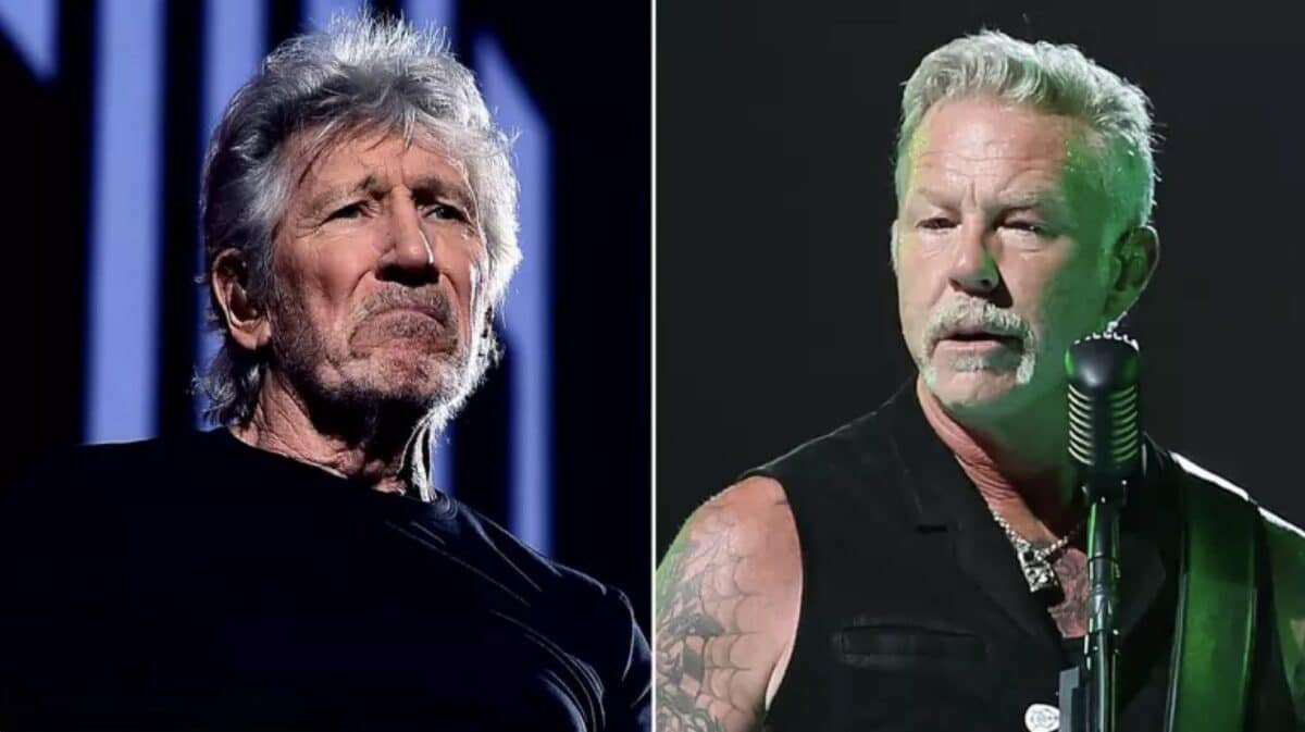 Roger Waters James Hetfield Feud – Roger Waters and Metallica frontman James Hetfield pictured side by side amid their public controversy over politics at concerts.
