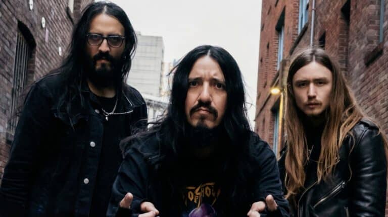 Art of Shock band photo featuring Art Geezar, Adrian Geezar and Brice Snyder for the Metal Lair Art of Shock interview.
